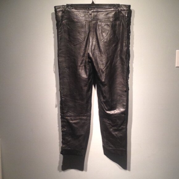 Very Soft South Beach Leather Pants With Laced Sides - Picture 2 of 5